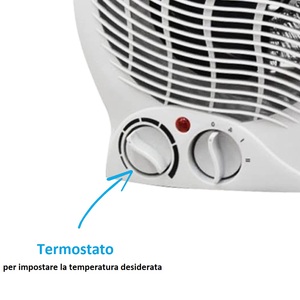 Ventilatore Riscaldante Portatile per Bagno 1000W 2000W con Funzione Caldo/Freddo 23x13x27cm Bianco - Product Image 3