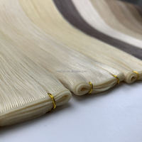 Extensions de cheveux humains Genius Weft marron balayage, invisibles, lisses, doux et soyeux, pour usage quotidien, fêtes et salons