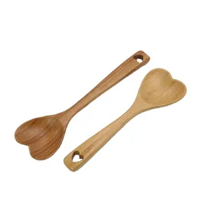 Mother's Day Gift Wholesale Love Spoons Eco-friendly Kitchen Bamboo Acacia Wood Heart Spoon Heart Shaped Wooden Spoon