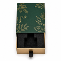 Boîte à parfum botanique vert émeraude personnalisée avec tiroir coulissant et insert noir pour marques de détail et vente en gros