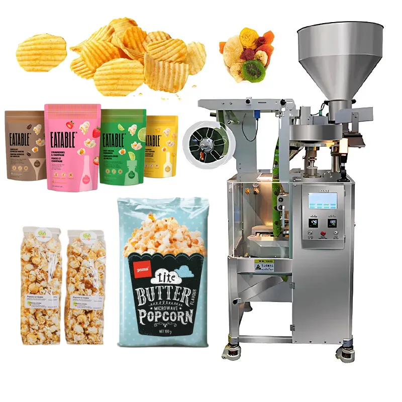 Multifunction pop corn packaging machine peas packaging machine dried fruit potato chip bag packaging machines with nitrogen