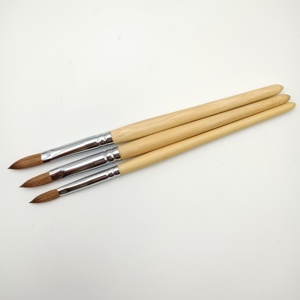 Nuevo pelo de animal imitado <span class=keywords><strong>Kolinsky</strong></span> mango de madera de bambú cepillo de uñas acrílico prensado - Product Image 4