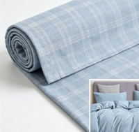Tissu Popeline 100% Coton Teint Fil à Fil Lavé 32s 7080 Largeur 250cm 120gsm Motif Carreaux et Rayures pour Literie, Vêtements et Rideaux