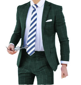 Neuestes Karo-Design Herren Hochzeitsanzüge Modischer Karierter Anzug <span class=keywords><strong>2</strong></span>-teilig Herren Vintage Abschlussball Bankett Vintage Smoking (Blazer+Hose) - Product Image 4