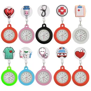 10 개/몫 병원 의료 아이콘 패턴 심장 청진기 간호사 의사 작은 실리콘 드레스 클립 개폐식 포켓 선물 시계