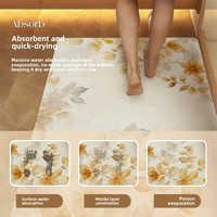 Tapis de sol en polyester et terylène, absorbant l'eau, antidérapant, séchage rapide, motif plantes et fleurs, nouveau style chinois, petit tapis pour