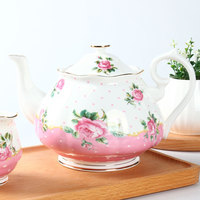 Ensemble de service à thé en céramique de luxe rose pour filles en porcelaine fine