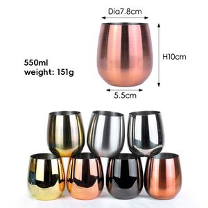 Copa de Vino Tinto sin Tallo de Acero Inoxidable de 550 ml (18 oz) de Color Personalizado, Apta para Alimentos, con Forma de Huevo, para Bar, Martini, Cócteles y Bebidas - Product Image 1