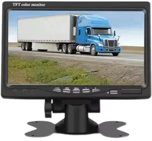 バックアップカメラ付き7インチTFT-LCDカーモニターフロントガラスデスクトップ配置800*480トラック用スプリットスクリーン機能