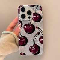 Coque de téléphone portable IMD de qualité supérieure avec motif glacier et impression photo de grande cerise rouge pour iPhone 12 13 14 15 16 17 18 Pro Max
