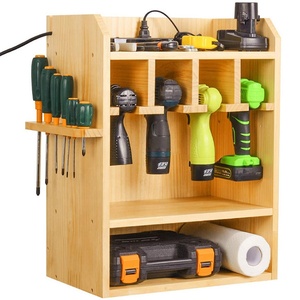 Custom power tool organizer storage cabinet wood charging station drill holder wall mounted power tool rack