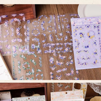 Autocollants pour album de scrapbooking en PET, autocollants vintage à fleurs, pack d'autocollants pour journal de rebut, papier de scrapbooking transparent floral botanique