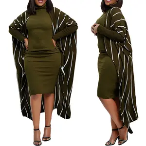 Fall Winter New Ladies Inside Wear Dress Outer Wear Printed Coat Suits Long Sleeve Coat Set Dresses For Women