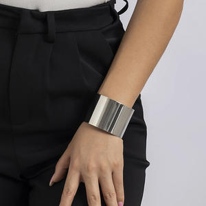 Fashion Trendy <b>Titanium</b> Stainless Steel Wide Metal Cuff Bracelet Hand Accessories - Product Image 3