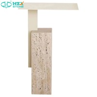 Vente en gros HZX table basse en marbre travertin poli de qualité supérieure pour villa cuisine table d'appoint moderne personnalisée