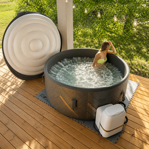 Piscine gonflable ronde pour <span class=keywords><strong>spa</strong></span> chaud, 6 personnes, portable, avec jets d'air et massage par bulles, avec couverture isolante pour la détente sur la terrasse - Product Image 3