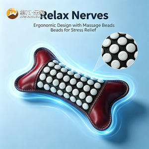 Coussin chauffant pour le cou en jade et tourmaline en forme d'os Jiwan Lejia, pour massage thermique et bien-être en spa - Product Image 1