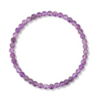 Bracelet en perles de cristal d'améthyste naturelle de 4 mm avec carte de message pour femmes et hommes, bracelet en pierres précieuses naturelles