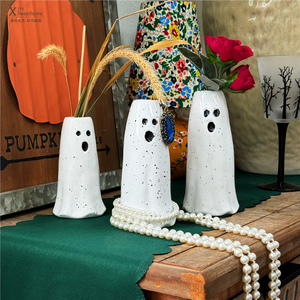Vase fantôme d'Halloween blanc moucheté, porte-fleurs décoratif, centre de table pour fête, décoration d'intérieur - Product Image 2