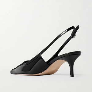 Scarpe da Ufficio da Donna alla Moda con Tacco Basso Regolabile, Punta a Spillo, Traspiranti, in Vernice Nera - Product Image 3