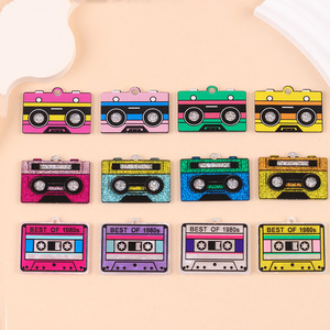 Nuevos dibujos animados 1980s Vintage música cinta acrílico accesorios diseño creativo pequeño encanto para pendientes - Product Image 2