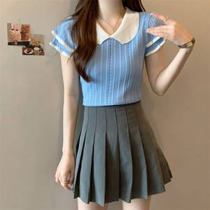 Blouse tricotée à manches courtes populaire pour <span class=keywords><strong>femme</strong></span>, en jersey doux imprimé, respirante, coupe ample, taille unique, idéale pour l'été – Vente en gros - Product Image 2