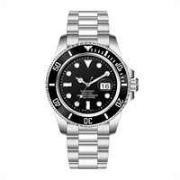 Montre de plongée à quartz avec logo personnalisé pour homme, 10 ATM étanche, chronographe sport, aiguilles lumineuses, boîtier et bracelet en acier inoxydable