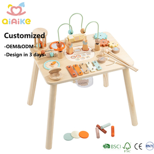 <span class=keywords><strong>Table</strong></span> d'activités Montessori en bois Qiaike 13-en-1 pour tout-petits, jouet d'apprentissage sensoriel, centre <span class=keywords><strong>de</strong></span> jeu éducatif pour enfants, OEM ODM - Product Image 1