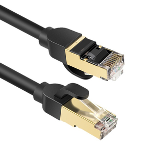 Câble Ethernet Cat 8 Noir Rond 8 Conducteurs en Cuivre Toronné Connecteur Plaqué Or - Product Image 2