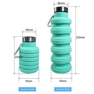 Foldable Silicone Water Bottle 500ml to 200ml Lightweight for Office School Daily Carry Travel BPA Free Easy Clean - Product Image 2