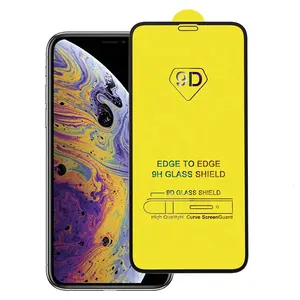 Protector de pantalla de vidrio templado con borde curvado 9D para iPhone