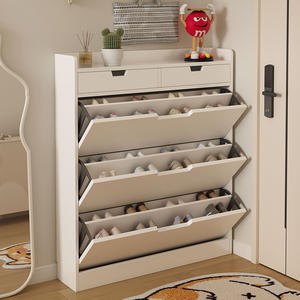 Moderne Ultradunne Houten Schoenenkast Voor Kleine Appartementen-Smalle Opbergkast - Product Image 1