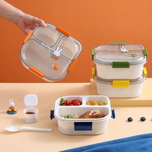 Cartoon three or four grid microwave <b>lunch</b> <b>box</b> office adult <b>lunch</b> <b>box</b> student office worker <b>lunch</b> <b>box</b> - Product Image 4