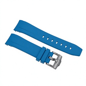 Correa de Reloj SKX007 de Caucho Vulcanizado de Primera Calidad, Color Azul Claro, 1.8mm 2.5mm, Orificios de 22mm - Product Image 3