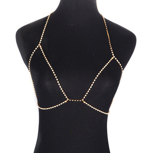 Été <span class=keywords><strong>2022</strong></span> Trendy Beach Sexy Glitter Rhinestone Chain Body Underwear Bikini Beach Bra Body Chain Crystal Corsage Women - Product Image 2