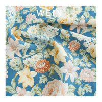 Tela Crepé Koshibo B28 Azul Pavo Real Antiestática 100% Poliéster con Estampado Floral de Diseño para Vestidos de Niña