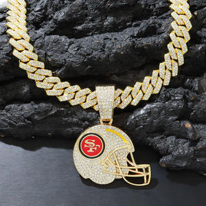 Пользовательские роскошные мужские Сан-Франциско 49ers серебро и позолоченные кубинские звенья цепи хип-хоп со льдом хрустальный кулон с логотипом команды - Product Image 2