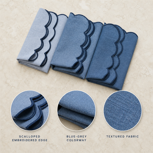 Serviettes de table classiques en coton bleu, faites à la main, teintes unies, rectangulaires, lavables en machine, pour la décoration de table à la maison - Product Image 5