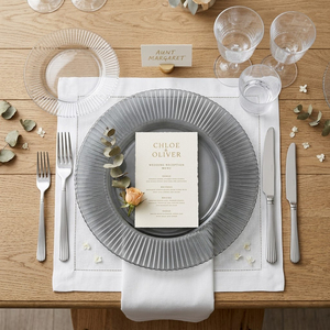Assiettes de présentation modernes en <span class=keywords><strong>verre</strong></span> rayé gris et noir de 13 pouces, rondes et côtelées, pour la décoration de tables de mariage et d'événements (vente en gros) - Product Image 1