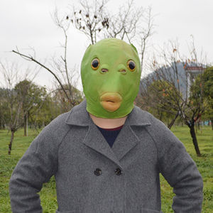 Divertido Disfraz de Cabeza de Pez Verde Aprobado por Celebridades de Internet, con Temática Animal, para Bromas y Tragiques - Product Image 3