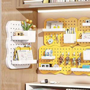 <b>Desktop</b> Pegboard Wall Mounted Storage <b>Shelf</b> 3 Layer DIY Office Organizer For Stationery And Personal Care Products - Product Image 4