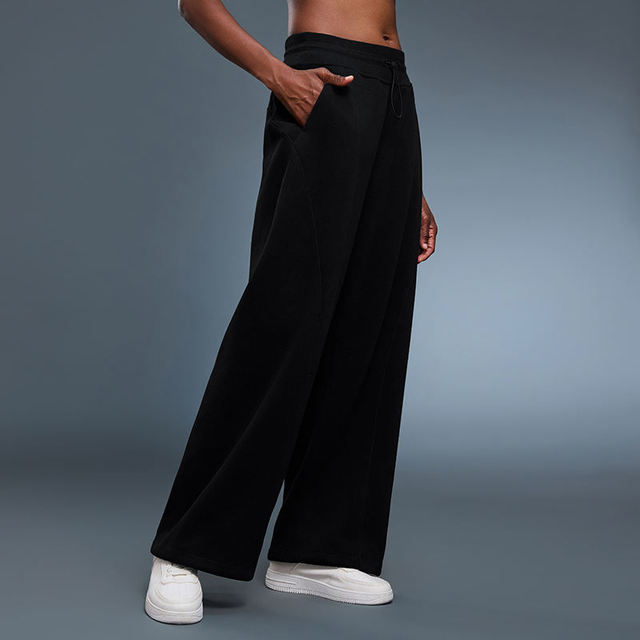 2026 Women's Fleece Lined Warm Windproof Sweatpants Loose Straight Leg Jogger Pants Drawstring Winter Casual Trousers Wholesale