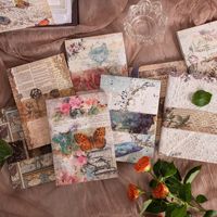Lot de 100 pièces de papier de base pour notes DIY, série de lettres biographiques 'Wind', pour carnet de collage rétro, 8 motifs