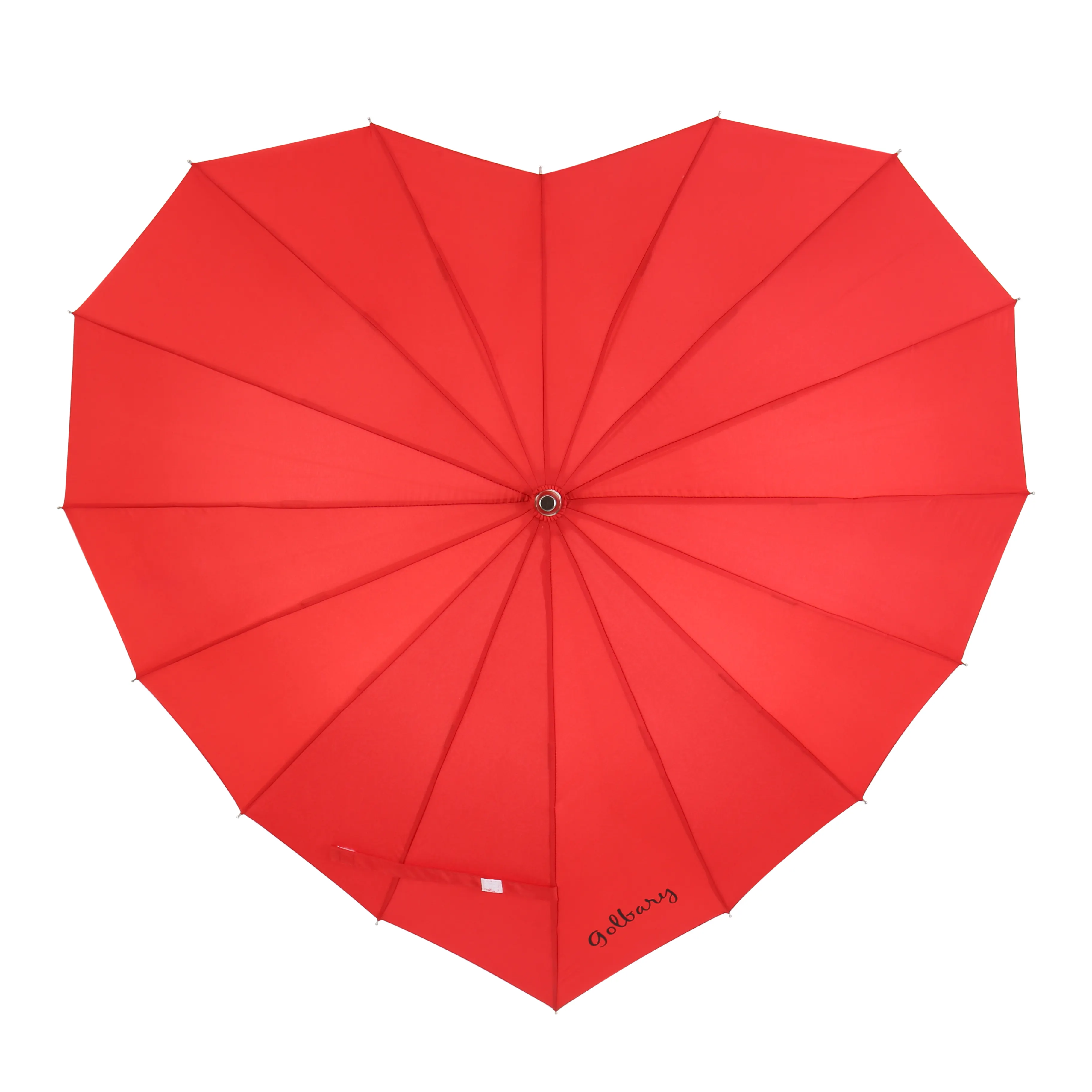 16 côtes EVA Poignée Droite Cadre En Fiber De Verre Couleur Rouge Parapluie en Forme De Coeur Pour Mariage