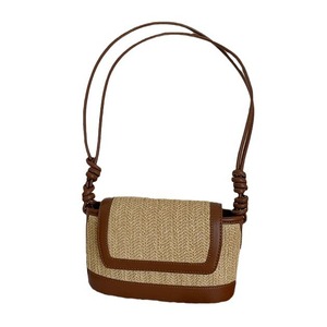 Woven Straw Shoulder Bag Brown Small <b>Square</b> Crossbody Bag Magnetic Buckle Portable Everyday Outfits Summer 2024 - Product Image 5