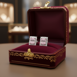 Orecchini a perno Laispert Star Morganite in Argento 925 con taglio a smeraldo e incastonatura a castone, gioielli classici da donna per matrimonio - Product Image 2