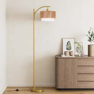 Round Base Gold Floor Lamp Plug in Contemporary Floor Lamp Tall Floor Lamp Fabric Floor Lamp Hotel Floor Lamp for Villa - Product Image 2