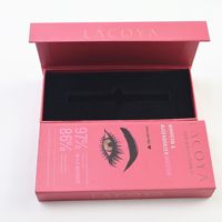 Boîte cadeau personnalisée en papier rigide rose avec fermeture magnétique, doublure noire, pour sérum pour cils et crème pour le visage, écologique et embossée