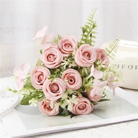 Petit bouquet de roses artificielles LUYI pour la décoration de la maison, décorations de mariage, bouquet de fleurs artificielles pour cadeaux DIY