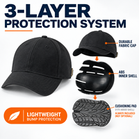 Casquette anti-choc légère en gros, style baseball réglable avec insert en ABS et logo brodé personnalisé